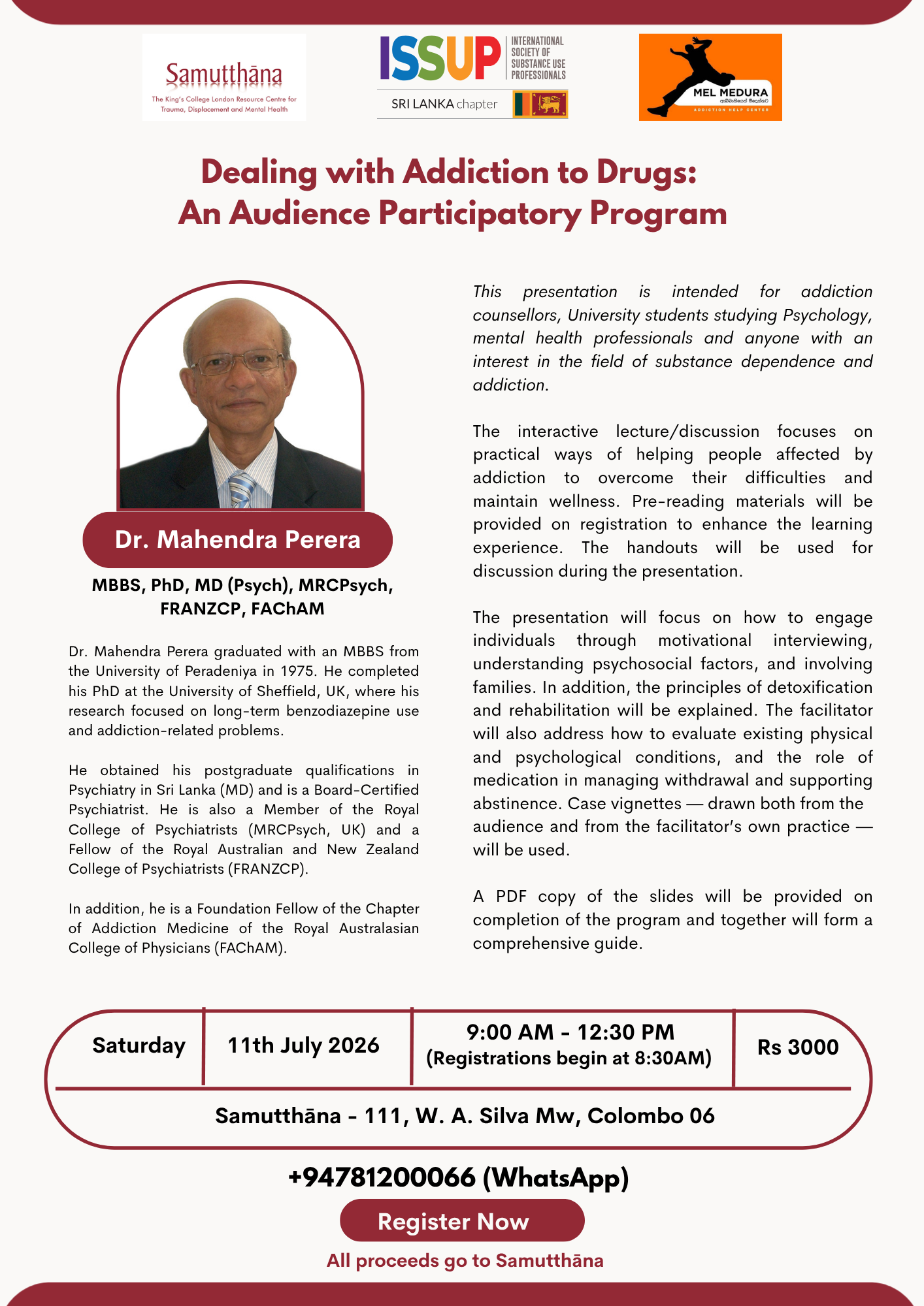 Dealing with Addiction to Drugs: An Audience Participatory Program